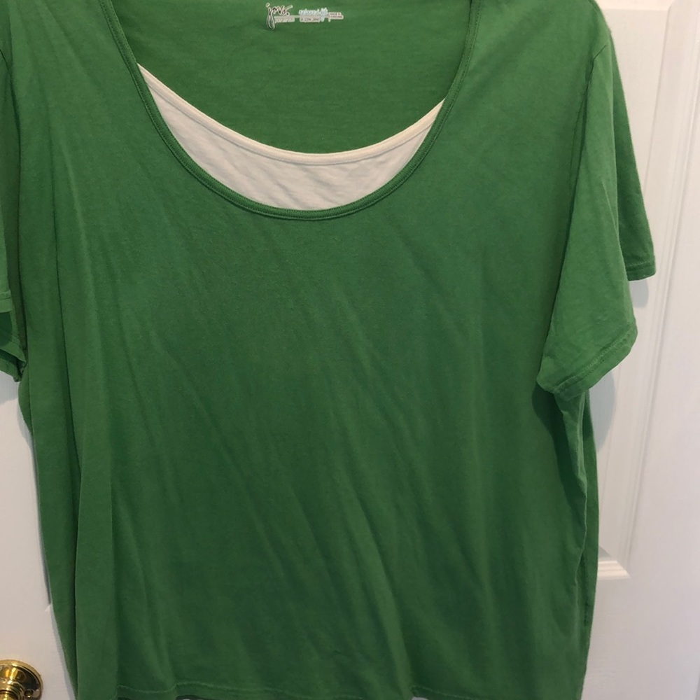 JMS GREEN 3X SCOOP NECK TOP